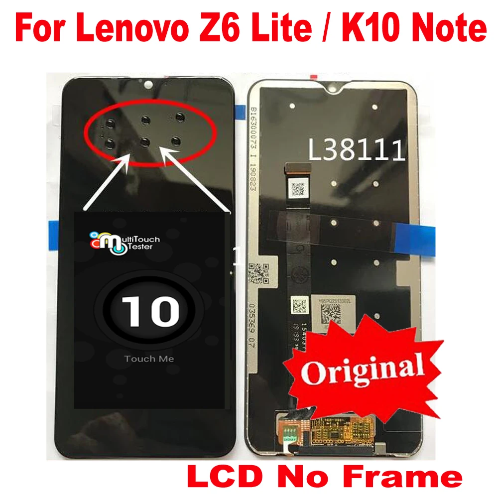 Original New Best Working K10 Note LCD Display Touch Screen Digitizer Assembly Sensor For Lenovo Z6 Lite L38111 Mobile Pantalla | Мобильные