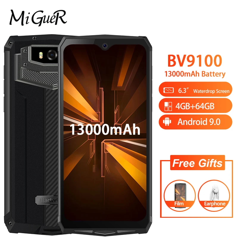 Blackview BV9100 IP68 прочный смартфон 6 3 ''FHD + Android9.0 4 Гб 64 Helio P35 Восьмиядерный 30 Вт