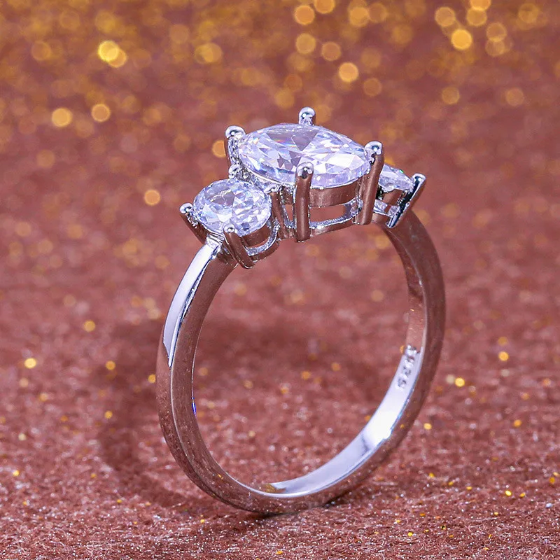 Простые женские Овальные циркониевые кольца на палец, элегантные свадебные кольца для невесты, модные серебряные кольца для помолвки