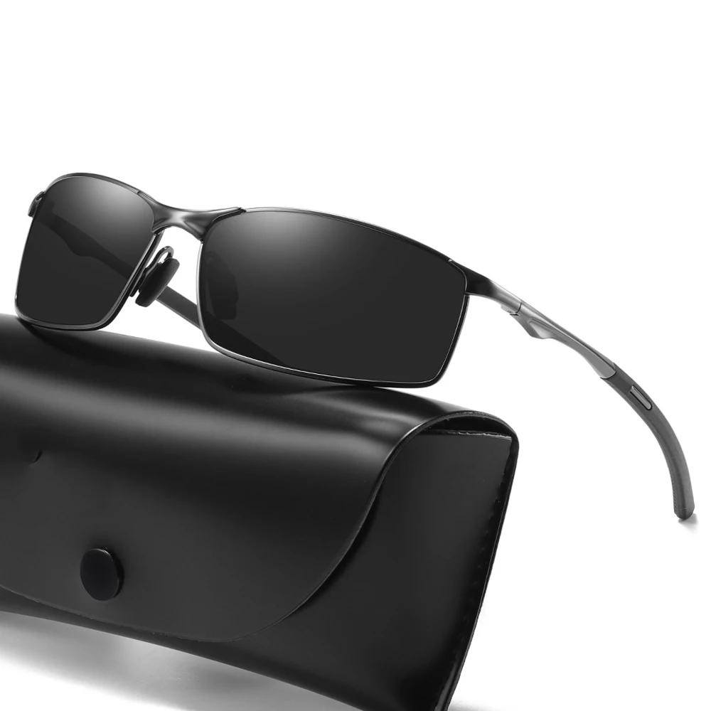 

High-end Rectangule Driver Sun Glasses Polarized Mirror Sunglasses Custom Made Myopia Minus Prescription Lens -1 to -6