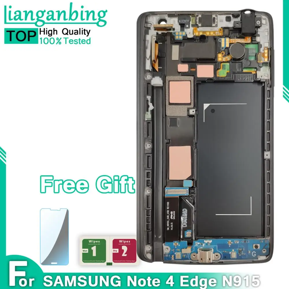Супер AMOLED lcd Note 4 Edge N915 N9150 N915F рамка дисплея протестированный рабочий сенсорный экран в сборе для samsung Galaxy N915