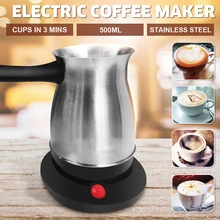 600 Вт 220 В кофемашина, 304 нержавеющая сталь, Турецкая кофеварка, Электрический кофейник, чайник для дома и офиса