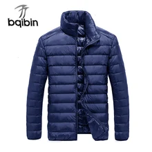 Новое поступление, ультра легкий пуховик для мужчин, простой дизайн, классические куртки с воротником-стойкой на 90% белом утином пуху, мужские брендовые зимние куртки для мужчин