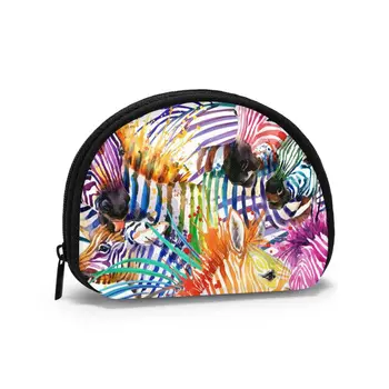 

Women Wallets Zipper Small Wallet Short Credit Card Coin Purse FemaleRainbow Zebra