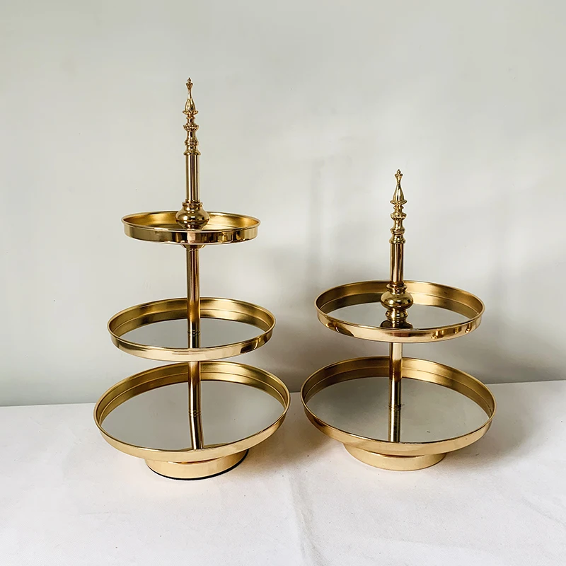 1 pcs 2 &3 tiers cupcake plate Mirror Decorative Cosmetics Storage Box Tray Wedding Home Decoration Rack Storage Box