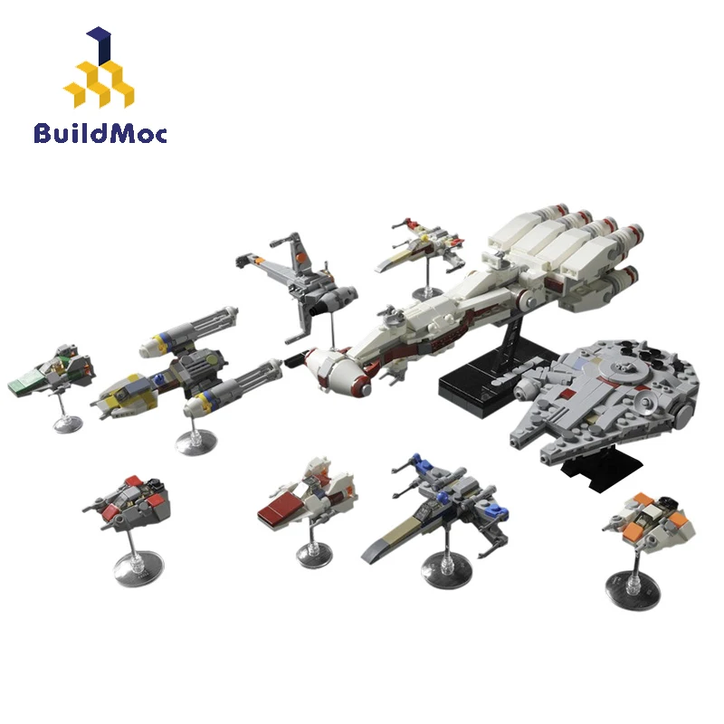 Buildmoc Space Wars Movie The Revolution Ion Starkeychain X-Y Wing Tie Fighter Snowspeeder Winner Astronave Building Blocks Giocattoli
