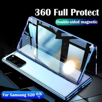 

magnetic adsorption flip case for samsung galaxy s 20 s20 ultra plus 2020 case double-sided tempered glass metal bumper cover