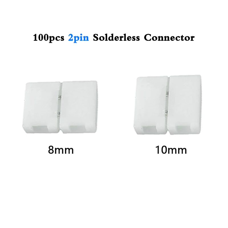 100Pcs 2 Pin 8Mm 10Mm Mini Fibbia Connettore Led Senza Saldatura Facile Connessione Per 3528 5050 Smd Singe Color Led Strip Pcb Connessione