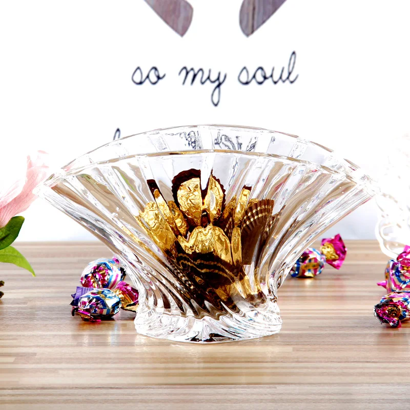 Shell Shaped Crystal Glass Fruit Bowl Decorative Glass Candy Bowl Snack Organizer Living Room Tableware Party Serving Glassware 5