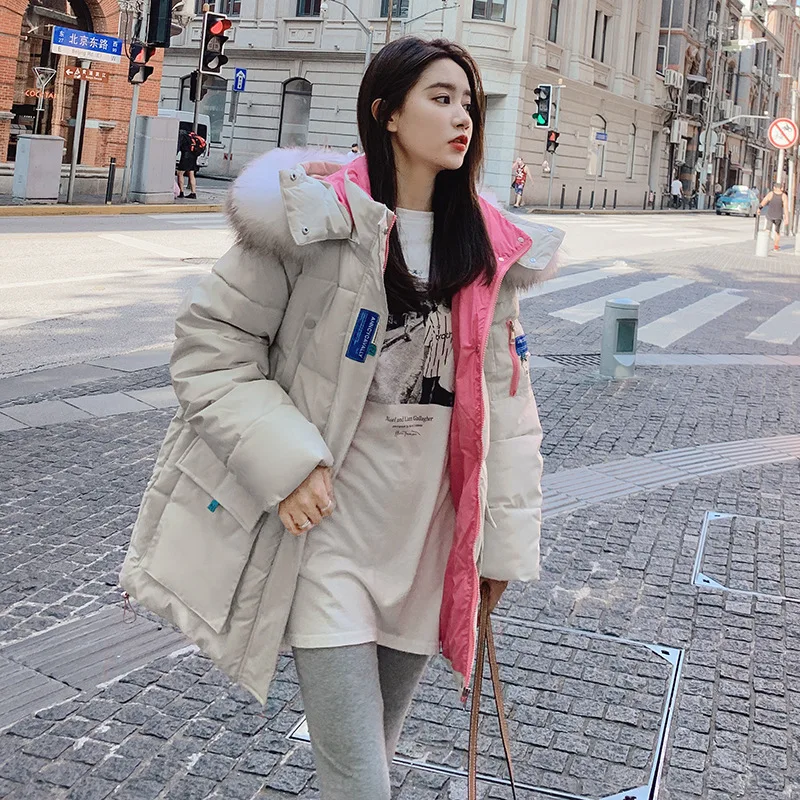 Winter 2021 New Loose Parkas Thick Hooded Cotton Padded Jacket Female Warm Fashion Coat Casual Outwear