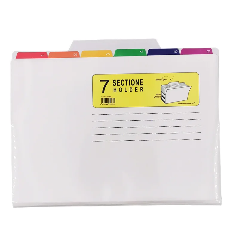

7-grid classified PP File Bag Waterproof File Bag Creative Color UV Printing Folder files document folder
