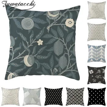 

Fuwatacchi Linen Geometric Pattern Cushion Cover Black Gery Flower Photo Pillow Cover for Home Sofa Chair Decorative Pillowcases