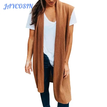 

JAYCOSIN Winter Coat Women Sleeveless Open Front Coat Female Fashion Solid Color Jackets Coats Pocket Cardigan Feminino #H19