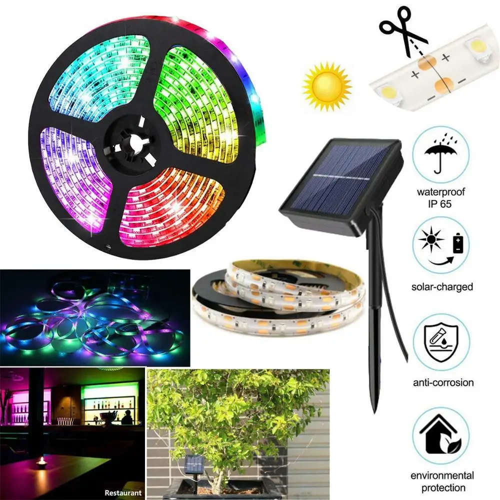 5M RGB на солнечных батареях Светодиодный светильник полосы 150 светодиодный s 2835 SMD