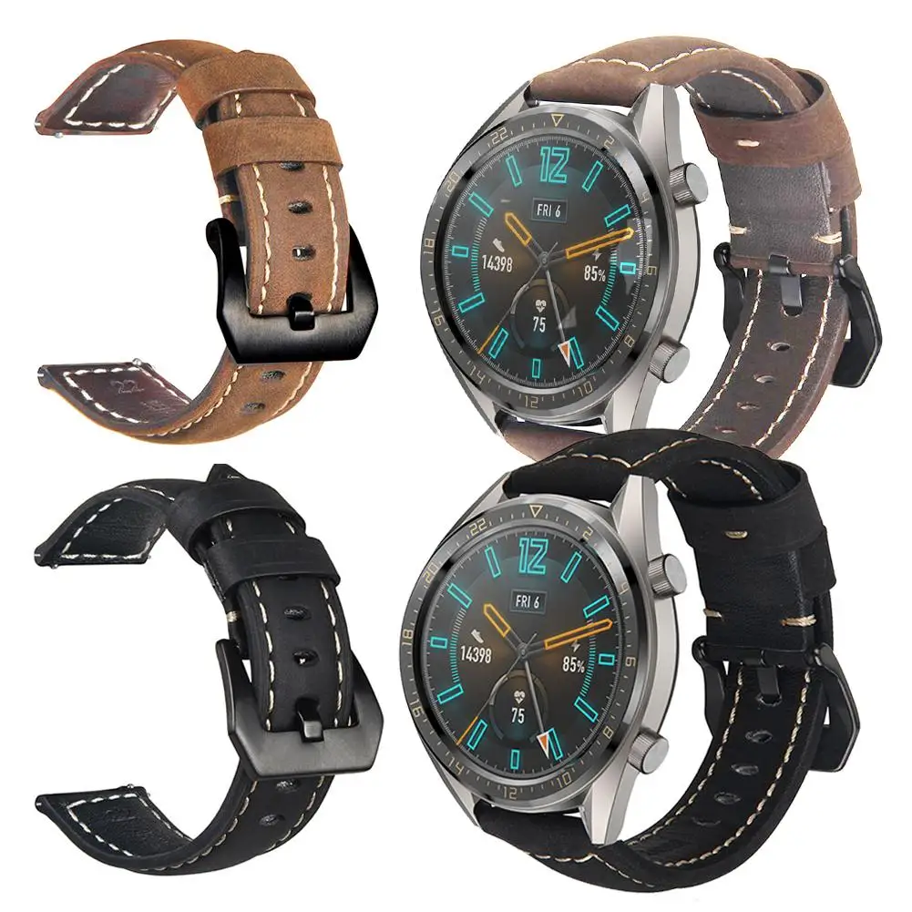 

22MM Genuine Leather Bracelet Strap Luxury Wrist Bnad Strap for Huawei Watch GT Sport Smart Watch