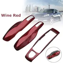 3pc Red Car Remote Key Case Covers For Porsche Panamera Spyder Carrera Macan Boxster Cayman Cayenne 911 970 981 991 92A