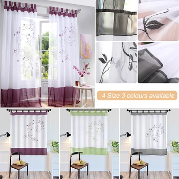 

1 PC of Garden Embroidery Curtains Window Curtain Semi Voile Drapes Panels for Living Room Study Bedroom