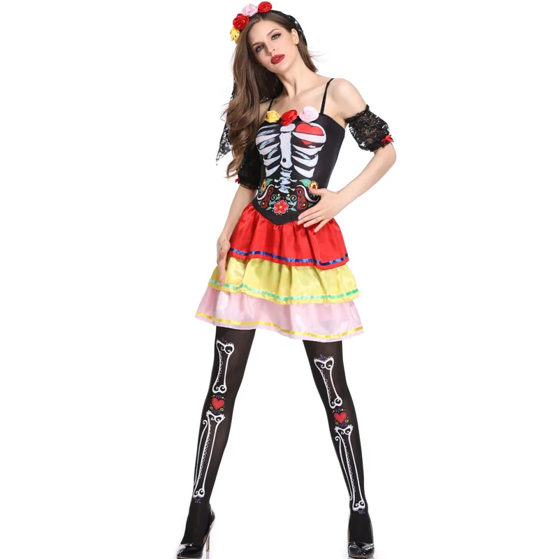

New Style Europe And America Halloween Clothing Ghost Bride Set Character Play Skeleton Set