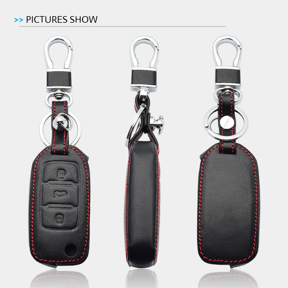 Кожаный чехол для автомобильного ключа VW Volkswagen Polo Golf Passat Beetle Caddy T5 Up Eos Tiguan Skoda A5 SEAT