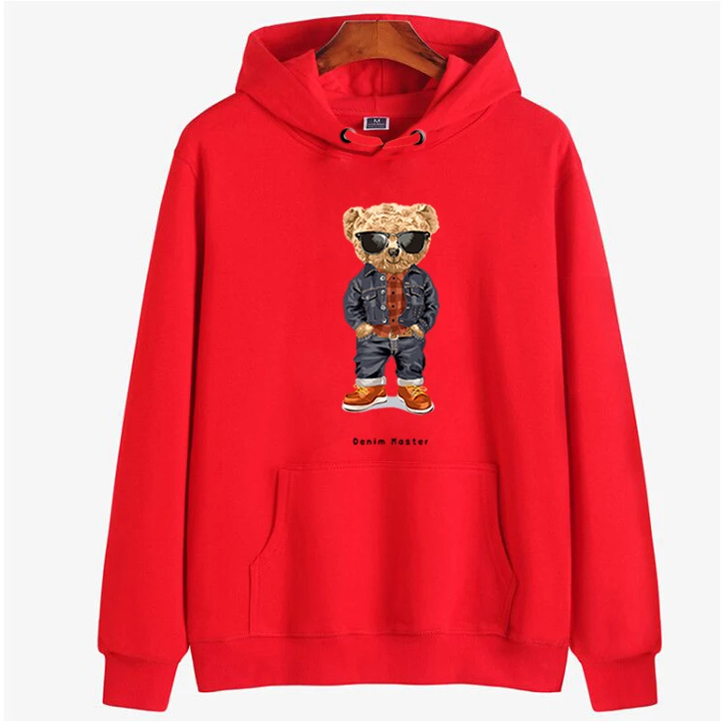 Fashion Creative Gentleman Teddy Bear Sweatshirt Autumn/Winter Thickening Plus-size Men and Women Hoodies Lovers Hoodie S-4XL trendy hoodies for women