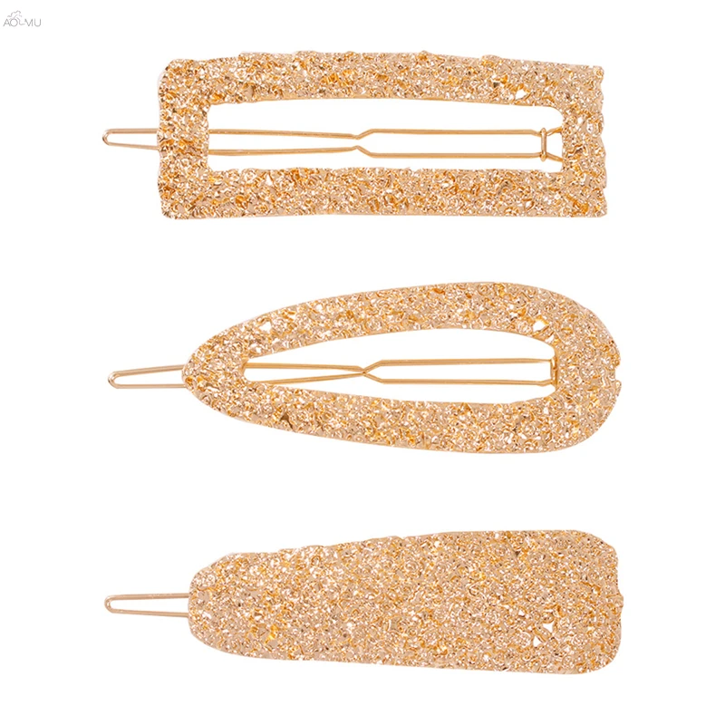 

AOMU 2019 Trendy Metal Hairpins Geometric Waterdrop Oval Gold Color Hair Clips for Women Bohemian Girls Party Hair Accessories