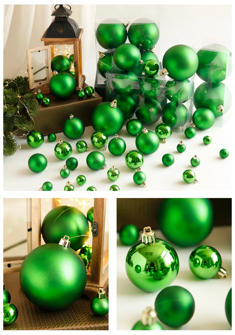 Новогоднее украшение Рождественская елка подвесное украшение Рождественские зеленые шары глянцевые матовые шары декоративные шары 12 см