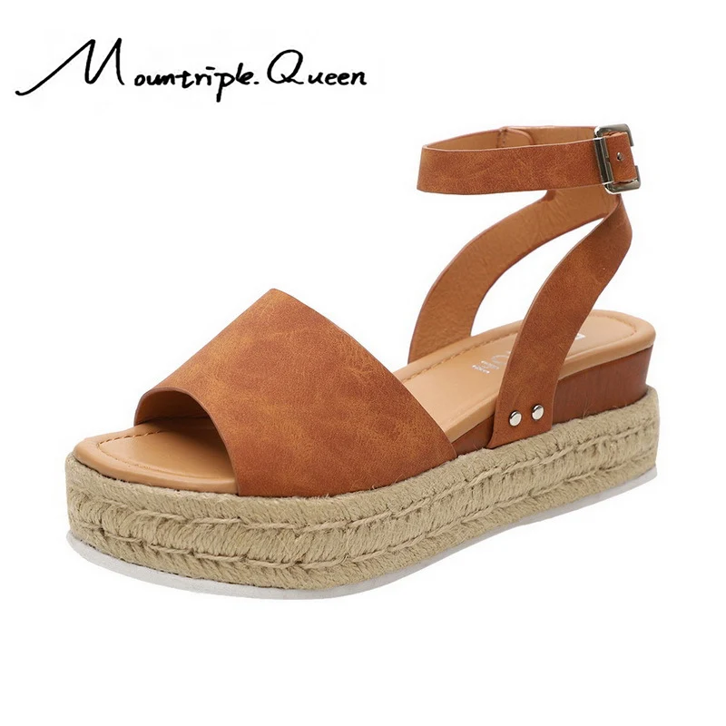 

Shoes Women High Heels Serpentine Leopard Print Sandals Summer Shoes flax rope slope heel light sole fishmouth sandals