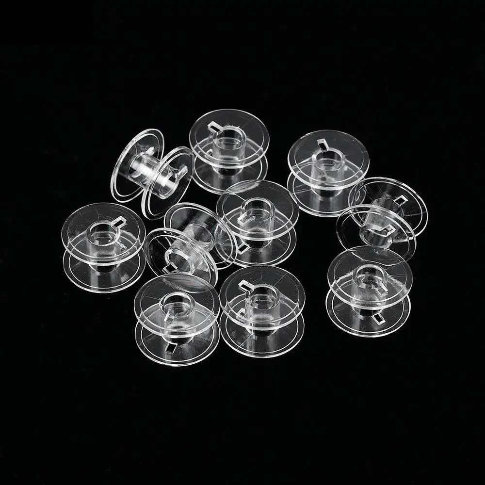 10/30pcs Thread Bobbin Plastic Transparent Empty Coils Brother Janome Singer Linen Spool Craft