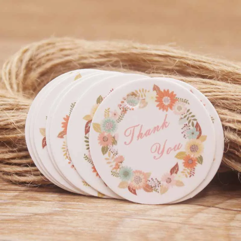 200pcs tag+200pcs string rose printing paperboard tag cute design price label jewelry display cards round white/kraft paper | Украшения и
