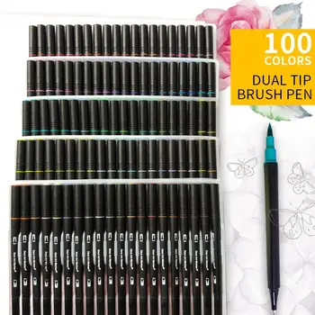 

Dual Tips 48/60/72/100 Art Marker Water Based Ink Soft Fine Brush Pen Alcohol Marker Tempera Paint Set Micron Pen