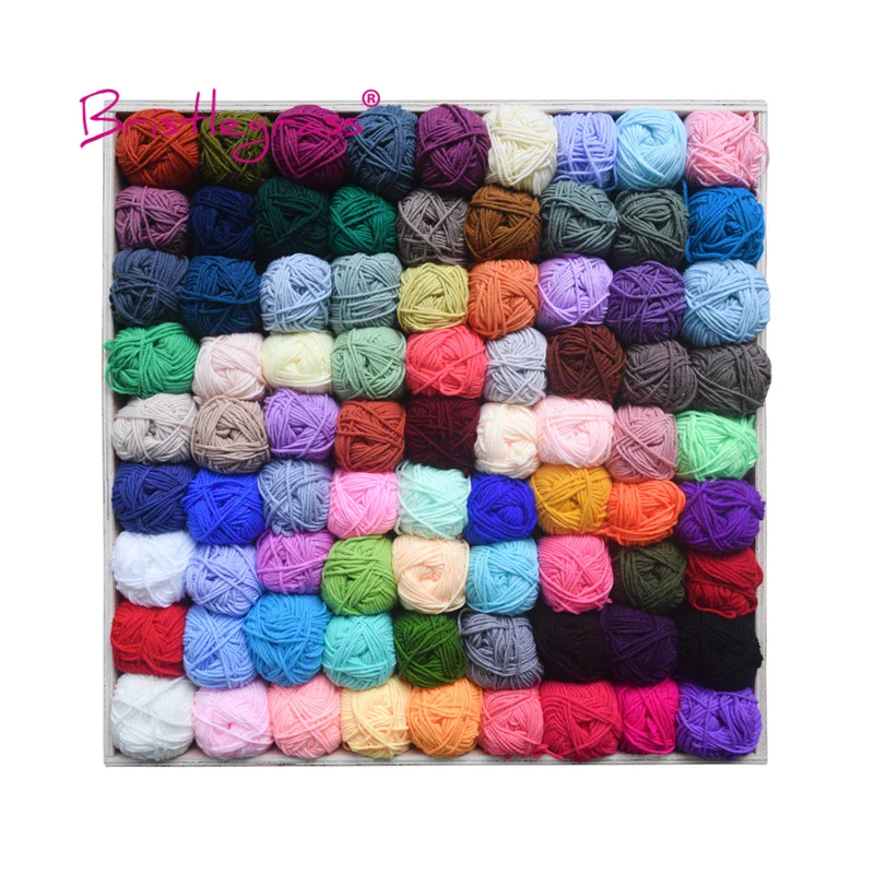 BRISTLEGRASS Acrylic Crochet Wool Yarn 50g Pom-poms Milk Cotton Hand Knitting Threads Baby Sweater Scarf Fabric Needlework Craft 2