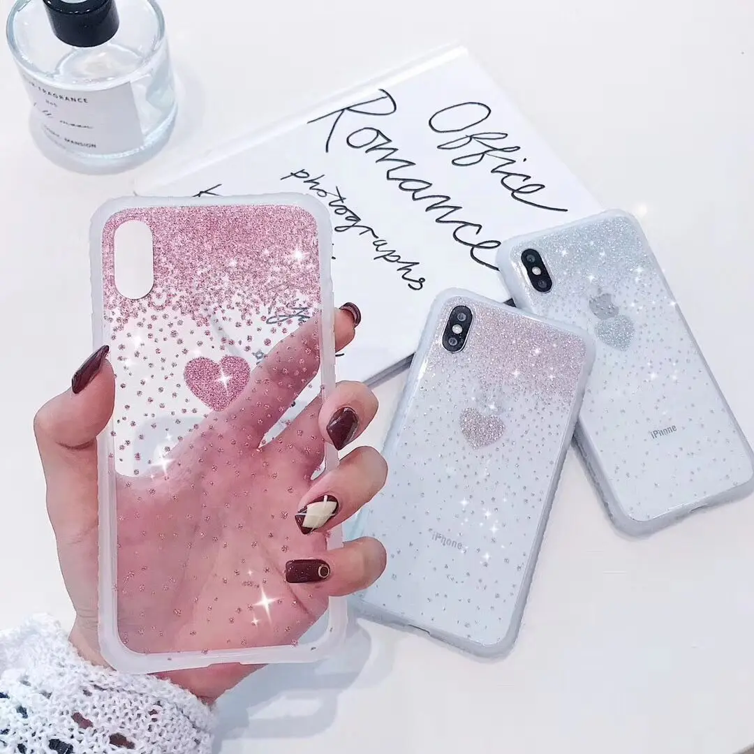 

Applicable Japanese Korean Slim Waist iphonexs MAX Phone Case Shimmering Powder Star iPhone 7 plus/8/XR Shatter-resistant Case