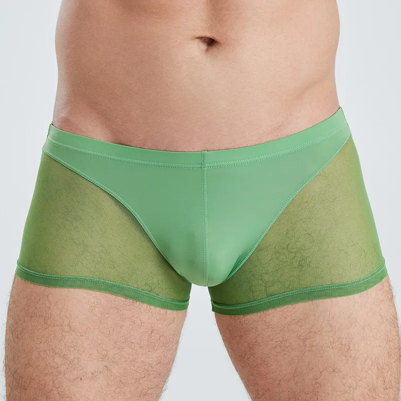 6PCS Men Underwear Mesh Transparent Boxers Polyester Breathable Underpants Cueca Boxershorts Hombre Sexy Shorts Panties Trunks