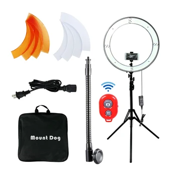 

Dimmable photography ring light 18 inch with carry bag 240pcs led beads inside 55w ringlight lamp for makeup & light tripod Vlog