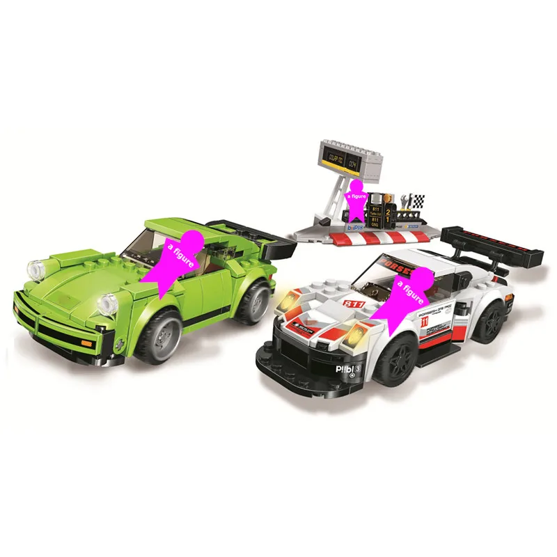 

City SPEED CHAMPIONS RSR and Turbo 3.0 Building Blocks Sets Bricks Kit Classic Model Kids Car Toys For Children Gift