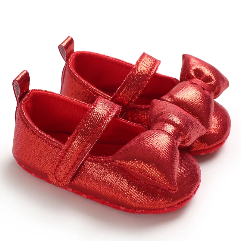 Baby Spring And Autumn Style Lovely Bow Solid Color Soft Sole Princess Shoes 0-18 Months Newborn Baby Casual Walking Shoes