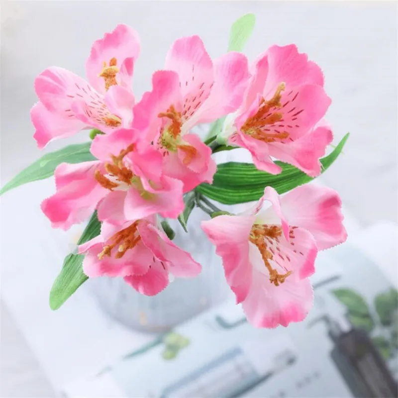10 шт. поддельные короткие стебли Alstroemeria 14,1" длина имитация Нарцисс лилия для дома Свадебные Декоративные искусственные цветы