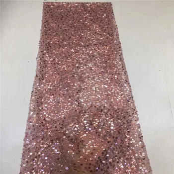 

Madison Embroidery African French Tulle Mes Lace Fabric with Sequins High Quality Nigerian Net Lace Fabric for Bridal Material