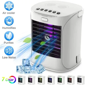 

car air conditioning fan Portable air conditioner cooler Water cooling fan 6.3X5.6X8.1inch with Colorful atmosphere lamp