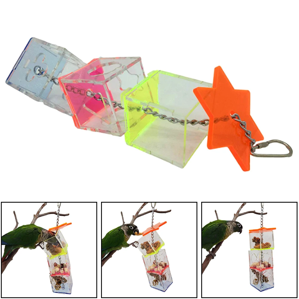 3 слоя прозрачная еда для попугая кормушка держатель висячая жевательная игрушка для кормления выдолбленная кормушка клетка птица игрушки поставки