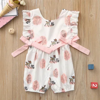 

Cute Baby Girl Bow Romper Kids Cartoon Deer Jumpsuit Clothes Outfits
