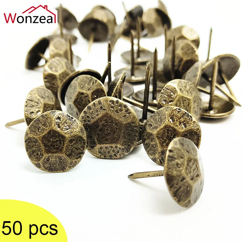 50pcs Furniture Antique Bronze Decorative Upholstery Nail Turtle Back Tacks Studs Pins Vintage Style Hardware upholstery nail