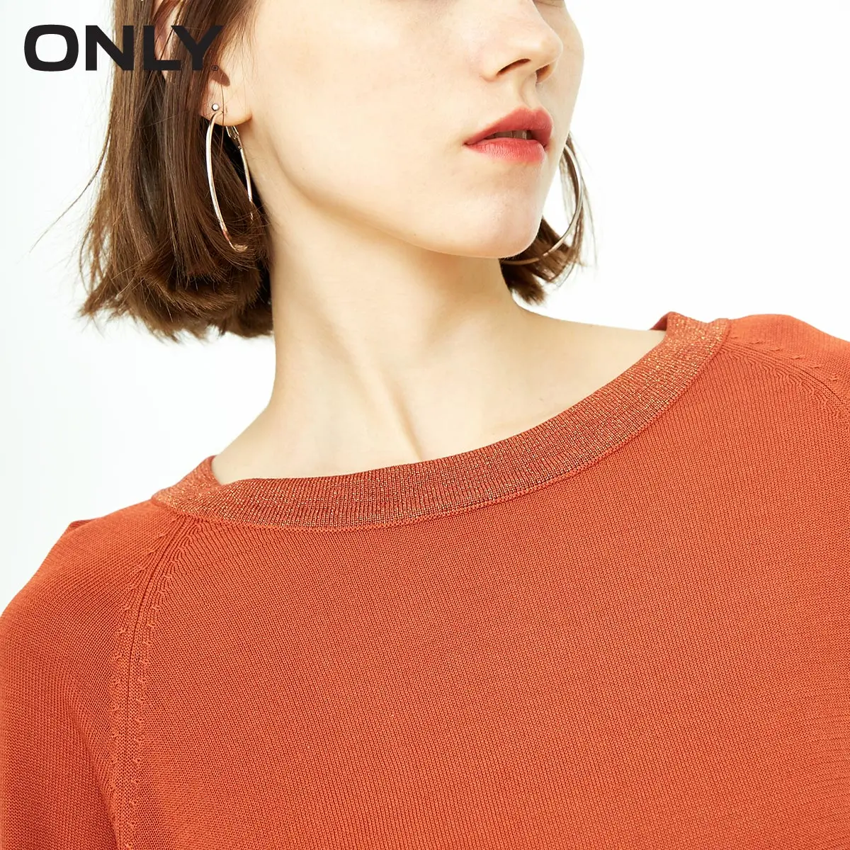 Ceny Tylko nowy marszczony rękaw Pure Color jesień kobiet sweter z dzianiny | 118324510