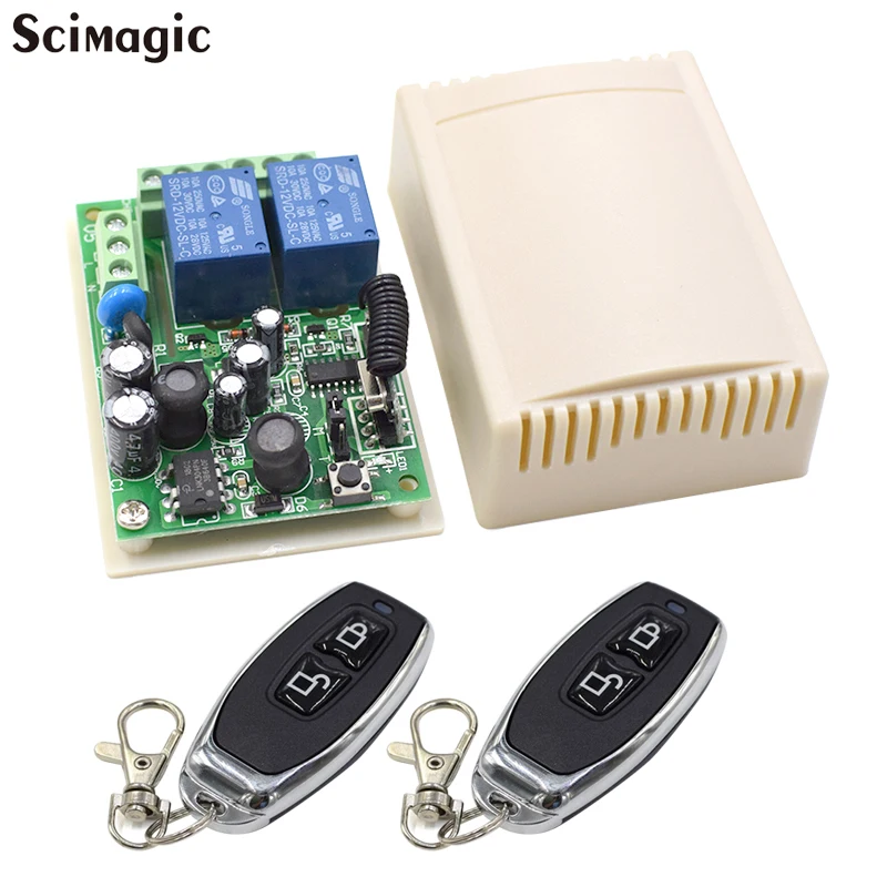 1 Receiver and 2 RC 433 МГц AC 110 В 220 В 2CH RF пульт дистанционного управления, контроллер+ Универсальный Радиочастотный релейный приемник, светильник для открывания Гаражных дверей - Цвет: 1 Receiver and 2 RC