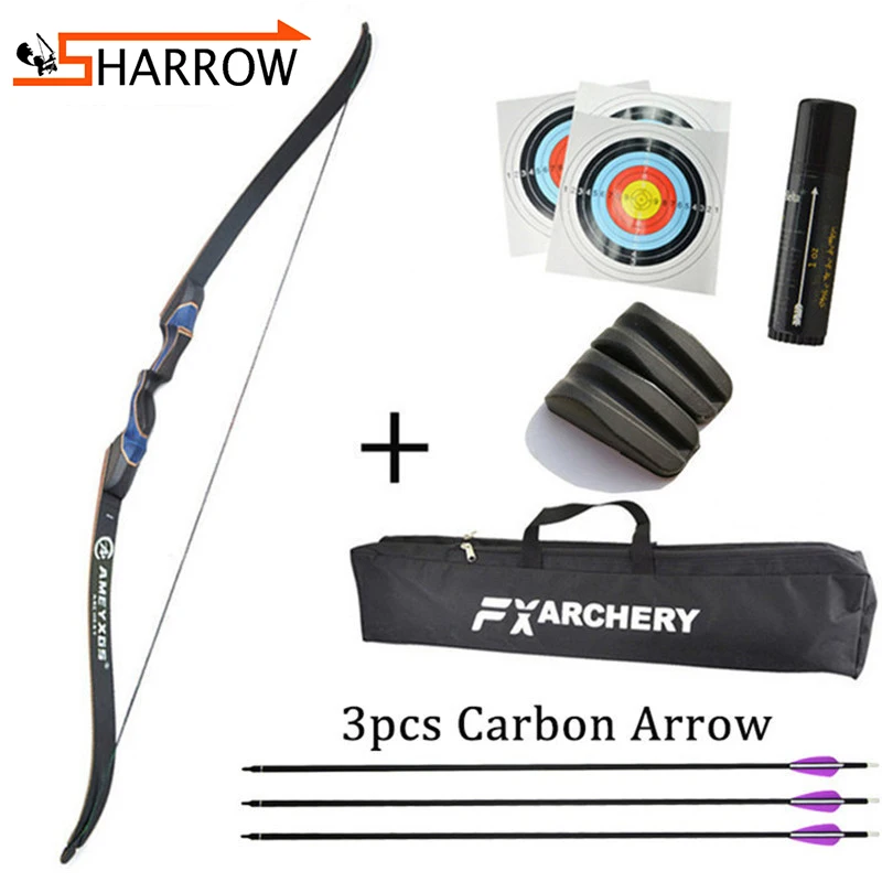 

1set 56inch 20-50lbs Recurve Bow Takedown Right Hand Bow Set With 3pcs Carbon Arrow For Shooting Bow Hunting Archery Accessories