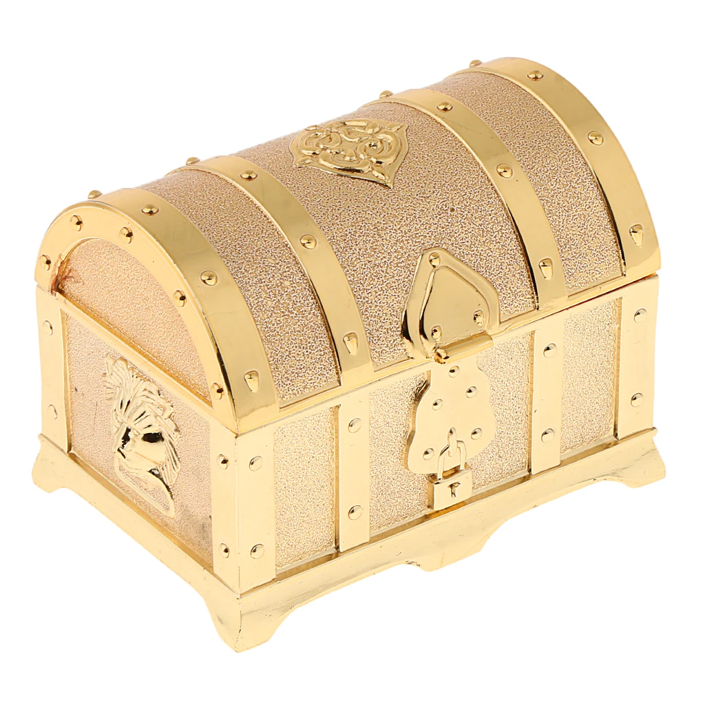 Vintage Metal Jewelry Treasure Small Trinkets Chest Case Box Organizer for Women