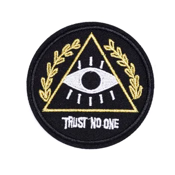 

Trust no one Film Embroidery Patch Iron on clothes Patches For Clothing Punk Music Badge Jeans Stickers Applique Wholesale
