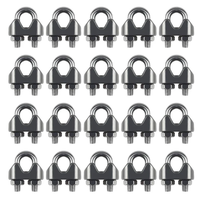 20Pcs M3 Stainless Steel Wire Rope Cable Clip Clamp 1/8 