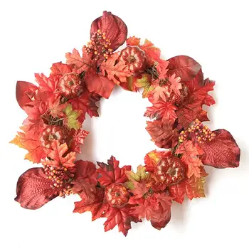 

Artificial Maple Rattan Wreath Door Hanging Wall Window Decoration Wreath Holiday Festival Halloween Decor 50cm