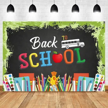 

NeoBack Welcome Back to School Backdrop Blackboard Graffiti Colored Pen Photo Background Party Banner Photography Backdrops